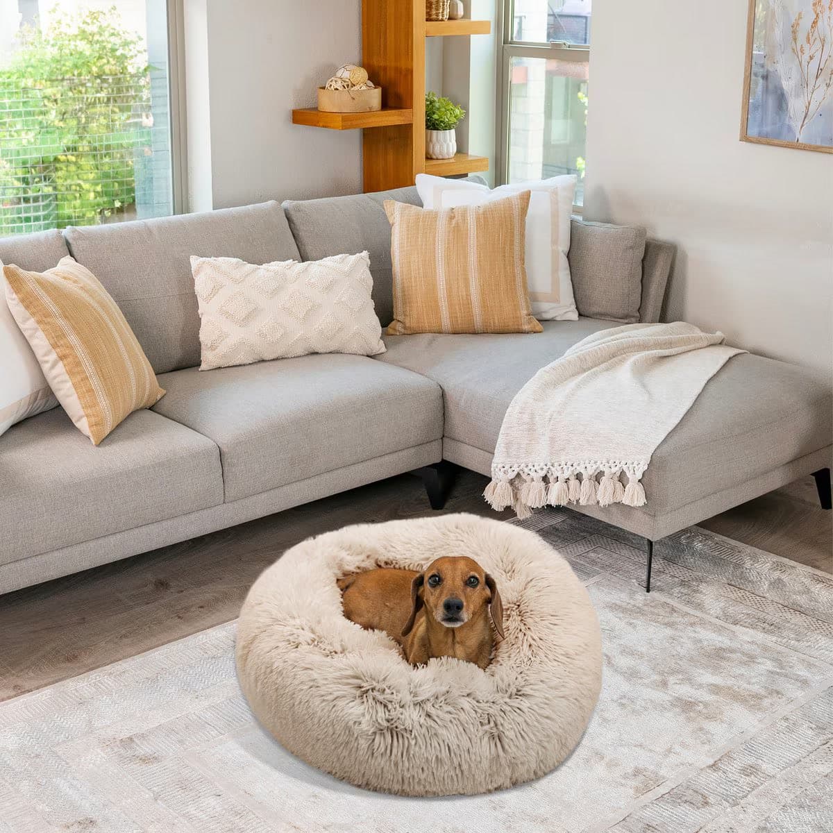 Best Friends by Sheri The Original Calming Shag Fur Donut Cuddler Dog Bed