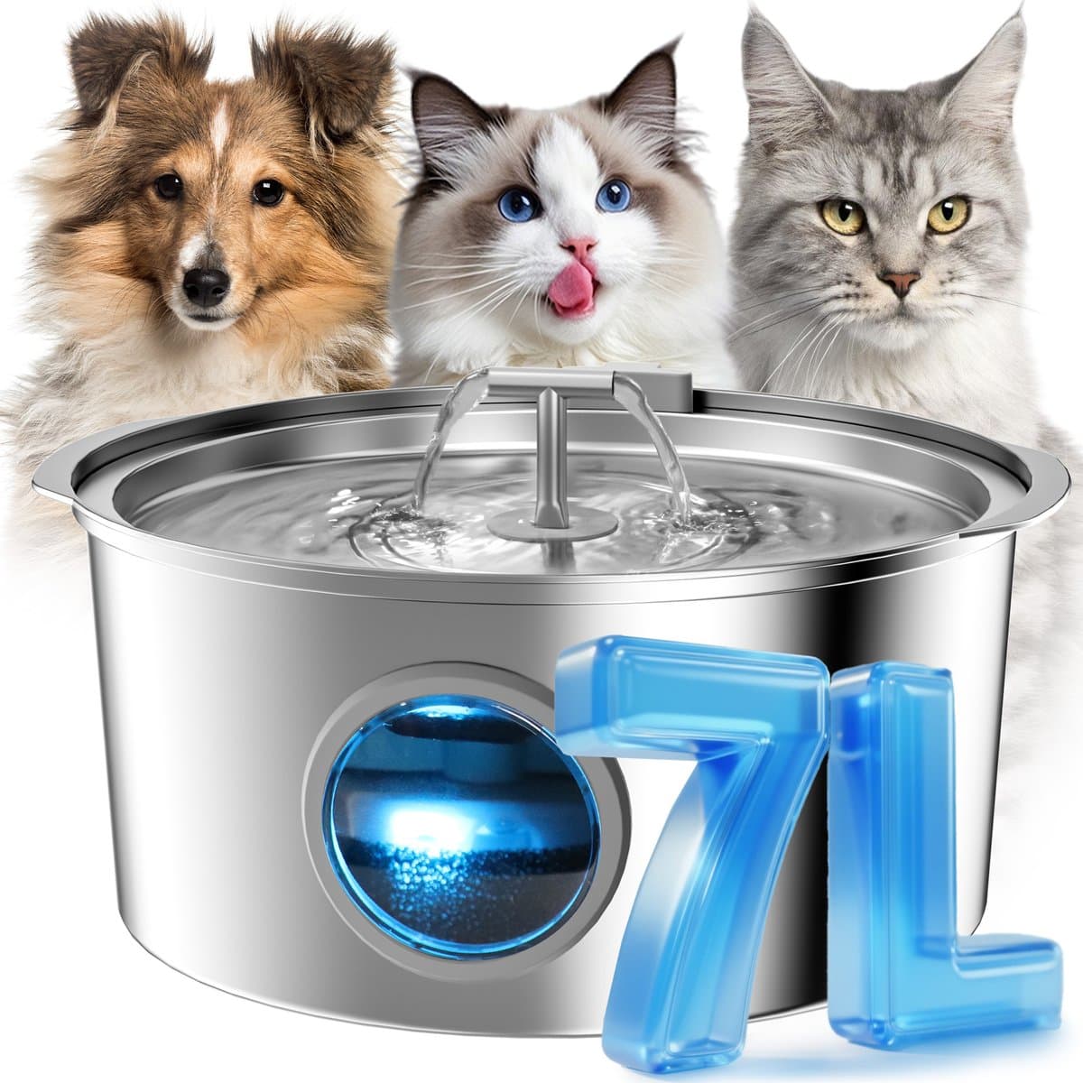 VIVIPAL Extra Stainless Steel Dual-Outlet Dog Fountain