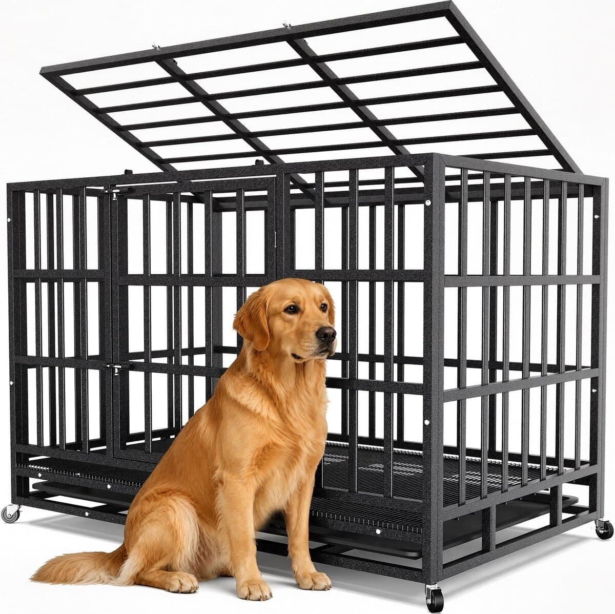 Xbrigh Heavy Duty Indestructible Escape Proof Steel Dog Crate