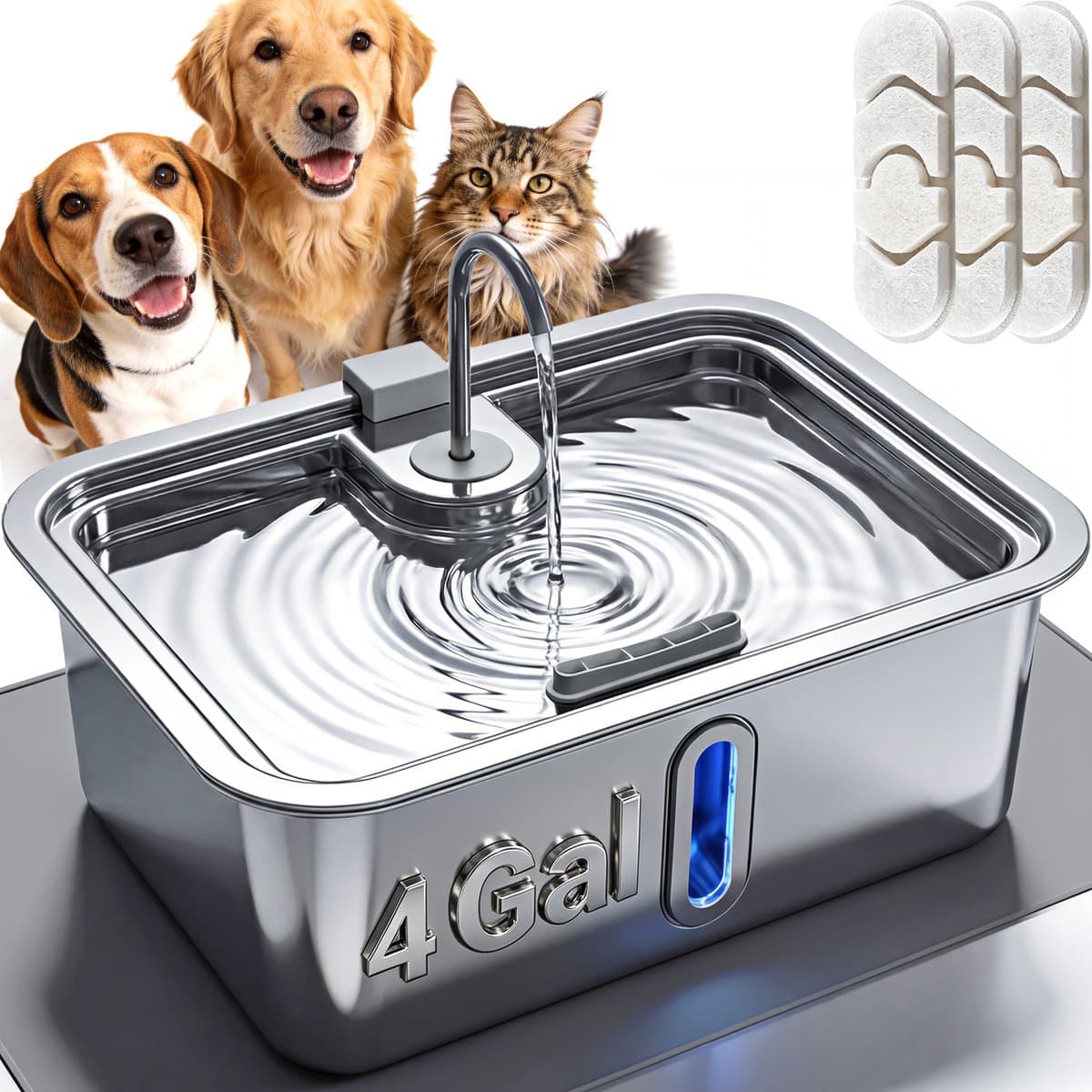 Deftpet Stainless Steel Dog Water Fountain